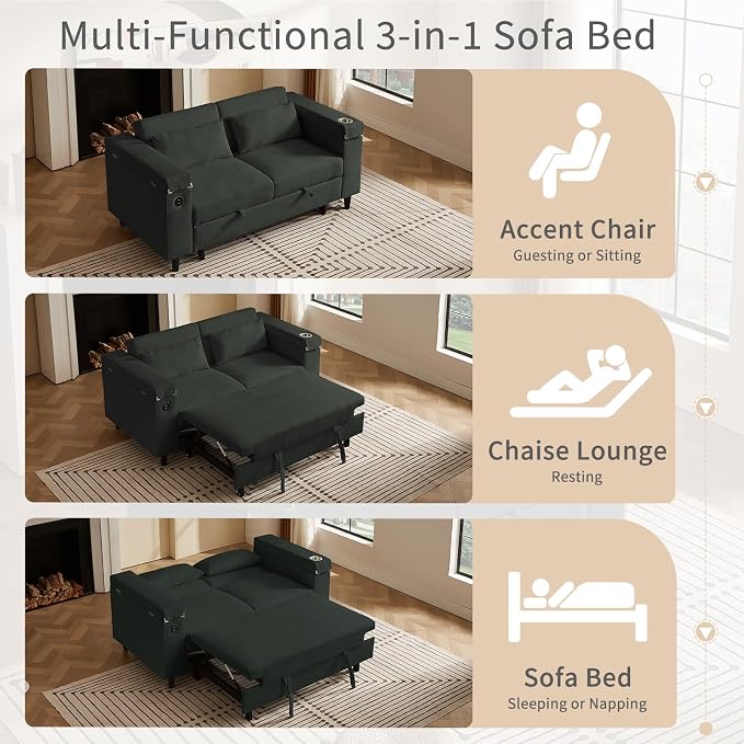 hansones ​66" Multi-Functional Pull-Out Sofa Bed - Image 4