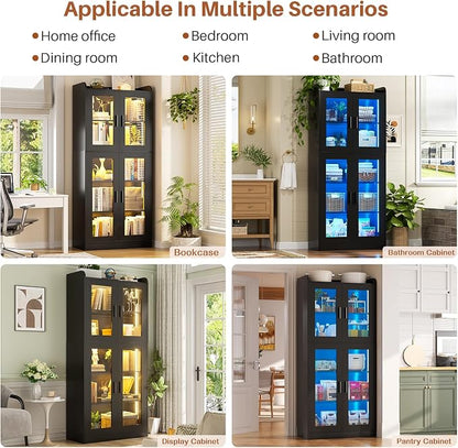 Unikito Display Cabinet with Glass Doors, Glass Display Case with 5-Tier - Image 7