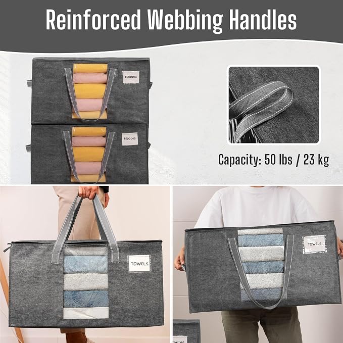 VENO 4 Pack Heavy Duty Moving Bags, Clothes and Comforter Storage Bags - Image 5