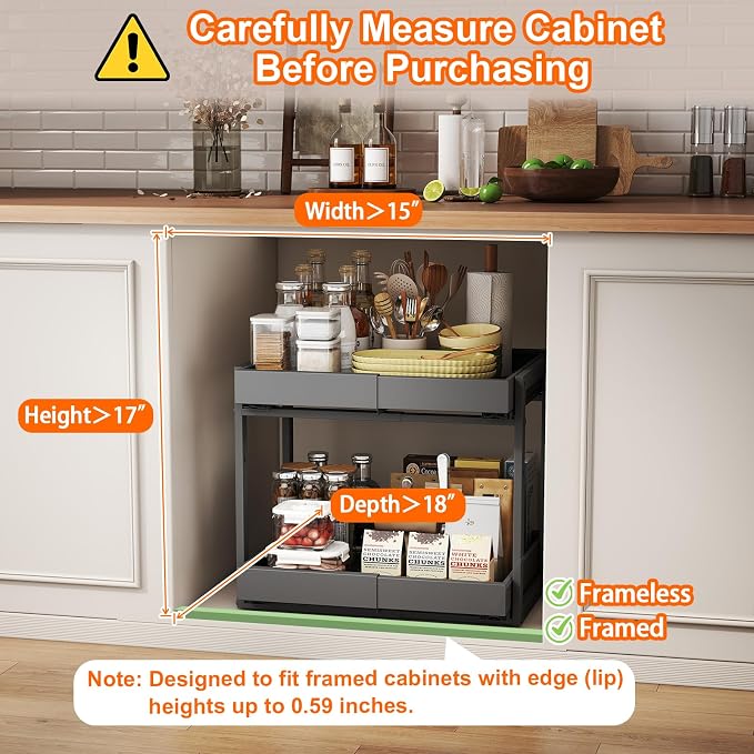 Golener 2-Tier Expandable Pull Out Cabinet Organizer - Image 5