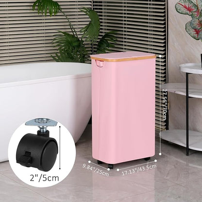 75L Laundry Basket with Wheels, Clothes Hamper - Image 2