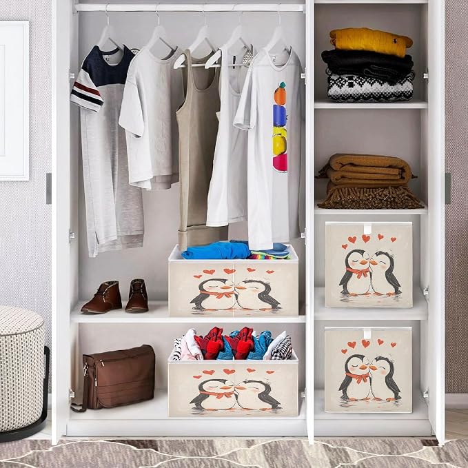 Penguin Heart Closet Organizers Storage Cubes Storage Bins Shelf Baskets - Image 7