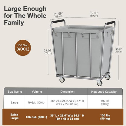 Hoctieon Large Laundry Cart - Image 9
