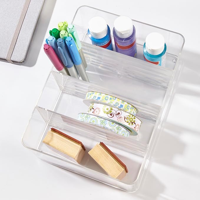 STORi 4-Compartment Clear Plastic Organizer, Rectangular Divided Makeup and - Image 8