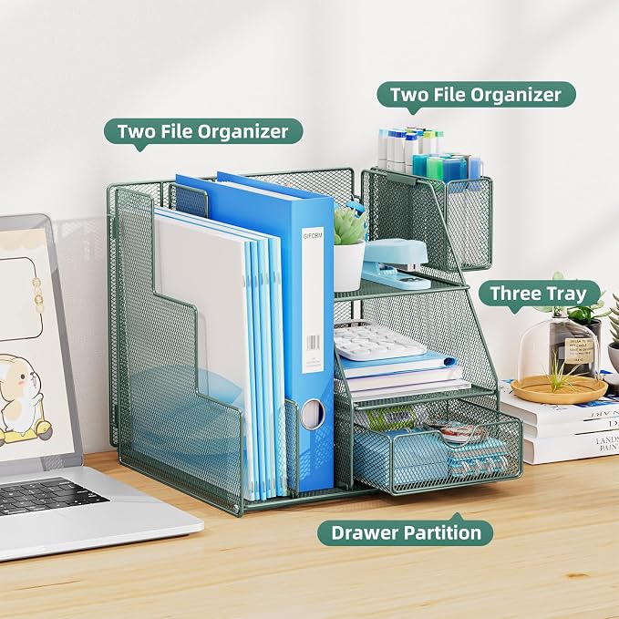 Marbrasse Desk Organizer and Accessories, 3-Tier File Organizer - Image 5