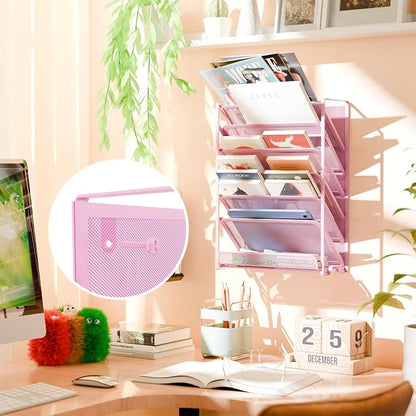Simple Trending Wall File Organizer, Mesh 7-Tier Vertical Hanging File Holder - Image 2