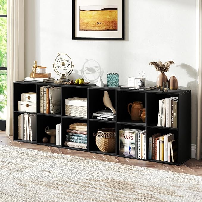 Giantex 6-Cube Bookcase, 3-Tier Cubby Bookshelf, Horizontal Vertical Display - Image 9