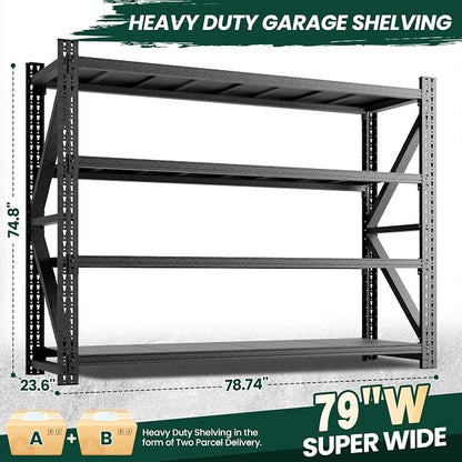 Heavy Duty Garage Storage Shelves 8000LBS Capacity, 4-Tier Adjustable - Image 2