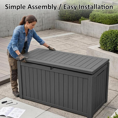 PatioZen 200 Gallon Deck Box, Outdoor Storage Box, Large Deck Box, Waterproof - Image 7
