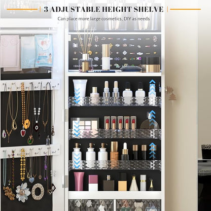 Vlsrka 47.2" LED Mirror Jewelry Cabinet, Wall/Door Mounted Full Length Mirror - Image 5