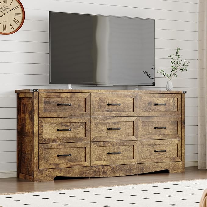 9-Drawer Dresser for Bedroom, Modern Wooden Chest of Drawers - Image 5