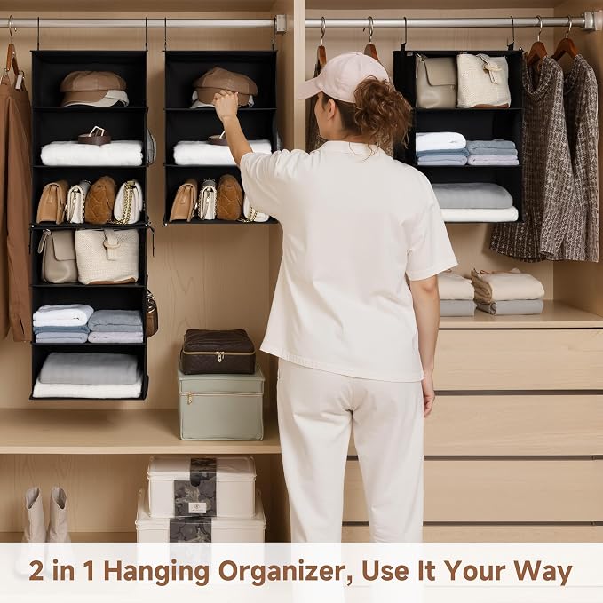 StorageWorks Hanging Closet Organizer 6-Shelf, Jumbo Separable Two 3 Shelf - Image 4
