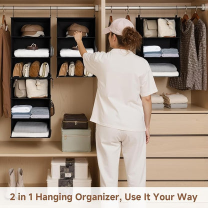 StorageWorks Hanging Closet Organizer 6-Shelf, Jumbo Separable Two 3 Shelf - Image 4