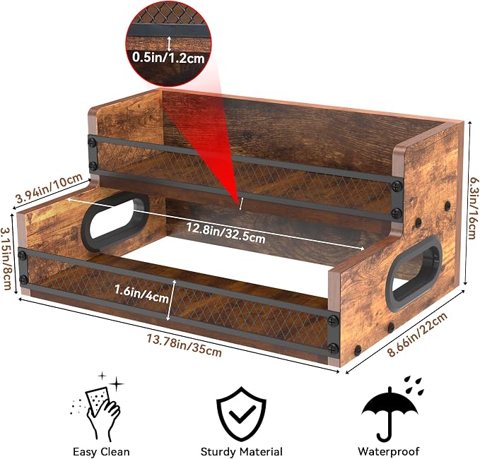 Liquor Bottle Display Shelf, Coffee Syrup Rack Organizer, 2 Step Countertop - Image 5
