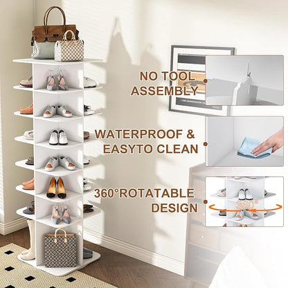 7-Tier Rotating Shoe Rack Tower, 360° Spinning Shoe Organizer - Image 2