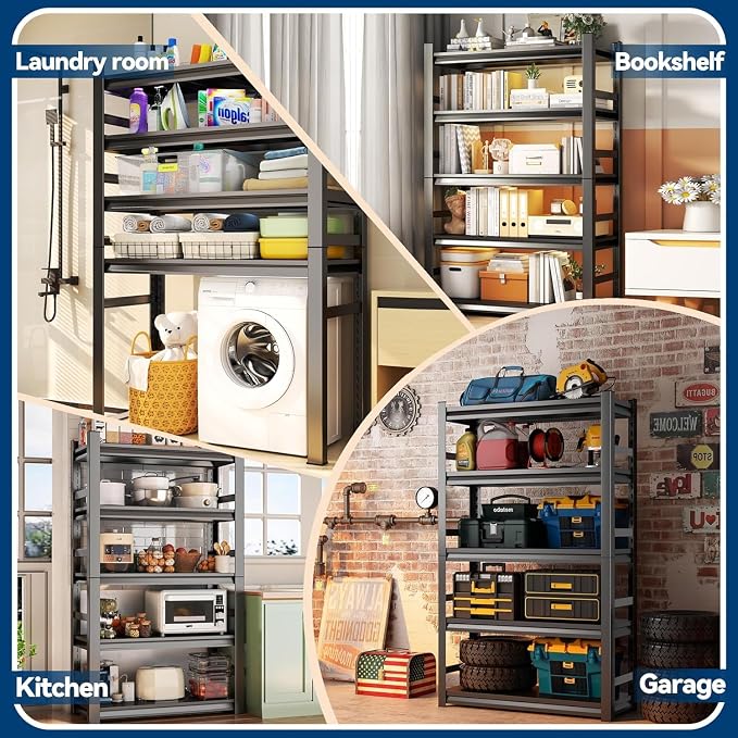 Garage Storage Shelves, 5 Tier Shelving Unit, 40 inch Wide, 18” Deep, 78” Tall - Image 7