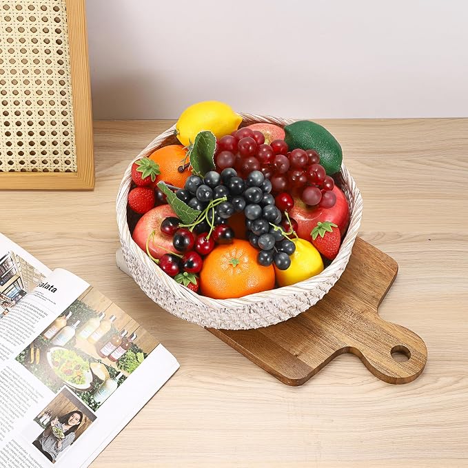 Hipiwe Rattan Key Basket for Entryway Table Handwoven Small Baskets Tray | - Image 5