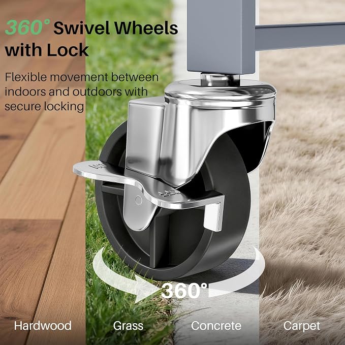 SNTD 3 Tier Rolling Cart, Metal Utility Cart on Wheels, Lockable Casters - Image 7