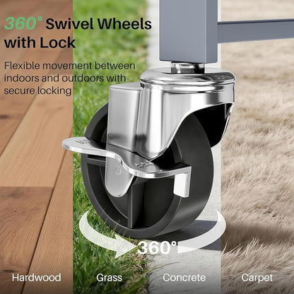 SNTD 3 Tier Rolling Cart, Metal Utility Cart on Wheels, Lockable Casters - Image 7