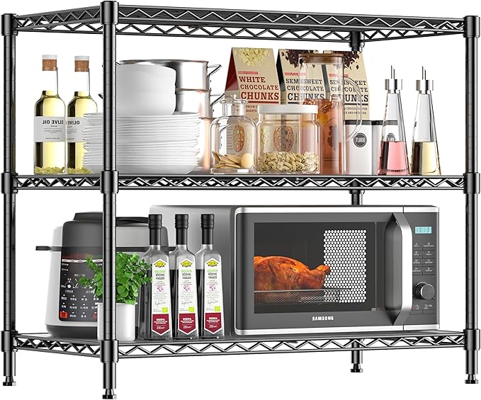 3-Shelf Adjustable Storage Shelves Metal Shelving Unit Heavy Duty Wire Rack by RackBro