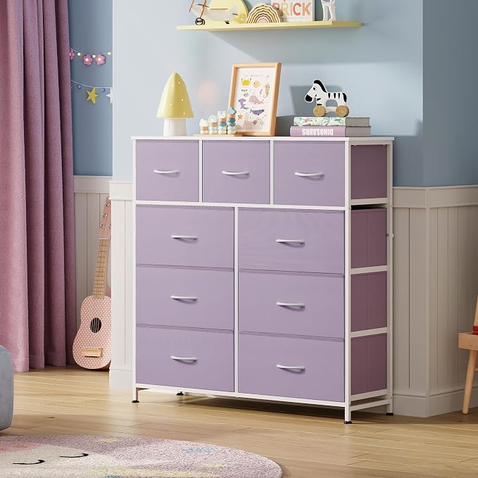 WLIVE 9 Drawer Dresser, Fabric Storage Tower - Image 8