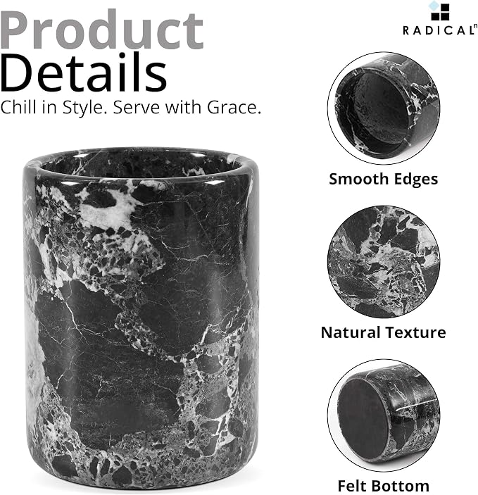 Radicaln Marble Wine Chiller Black 6.5" Inches Handmade Beverage Cooler - Image 5