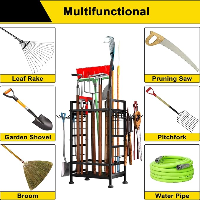 3 Tier Garden Tool Organizer, Garage Storage and Organization, Metal Yard Tools - Image 6