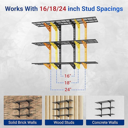 FLEXIMOUNTS 2 Pack 3-Tier 1x4ft Garage Storage Wall Shelving, 12x48inch per - Image 4