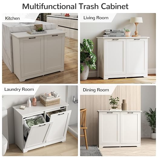 JAXPETY Double Tilt Out Trash Cabinet, Kitchen Hidden Garbage Can - Image 6