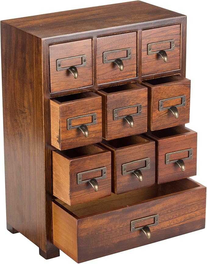 Library Card Catalog Solid Wood Small Curio Cabinet l Retro Storage Organizer by PrimoSupply