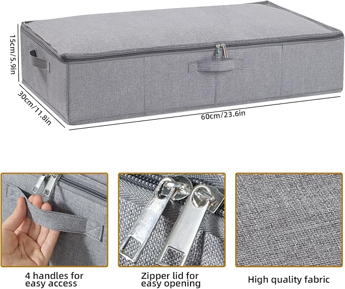 Underbed Storage Organizers, 23.6 x 11.8 x 5.9 Inch Fabric Container Bags - Image 5
