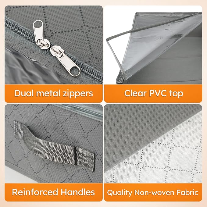 LotFancy Foldable Under Bed Storage Bags, Closet Organizers and Storage Bins - Image 6