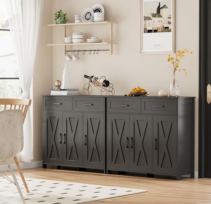 Homhedy Sideboard Buffet Cabinet, Coffee Bar Storage Cabinet - Image 7