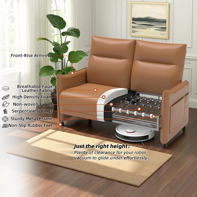 Faux Leather Loveseat, Upholstered Loveseat - Image 7