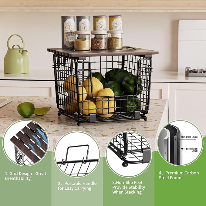 Wire Storage Basket For Kitchen Pantry and Counter - Image 5