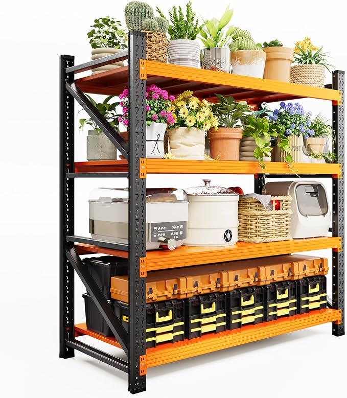 48" Wide Storage Shelves, 2000LBS Garage Shelving Heavy Duty, Standing Shelf by LISSIMO