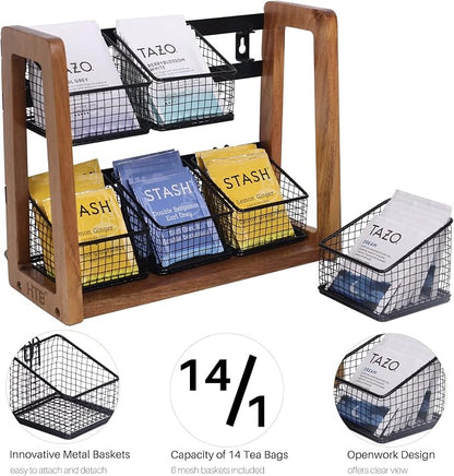 HTB 2 Tier Tea Organizer for Tea Bags, Tea Bag Holder - Image 7