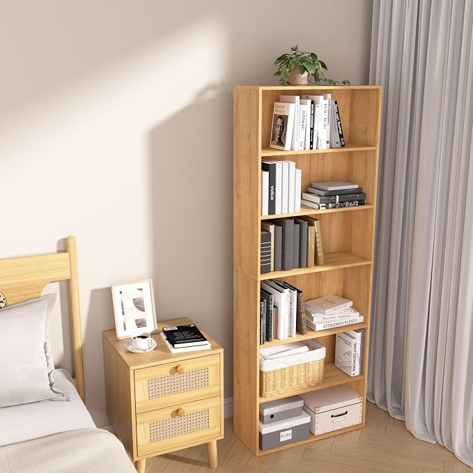 6 Tier Book Shelf，Wooden 6 Cube Storage Organizer, 6 Tier Low Bookcase Storage - Image 7