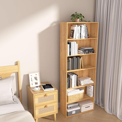 6 Tier Book Shelf，Wooden 6 Cube Storage Organizer, 6 Tier Low Bookcase Storage - Image 7