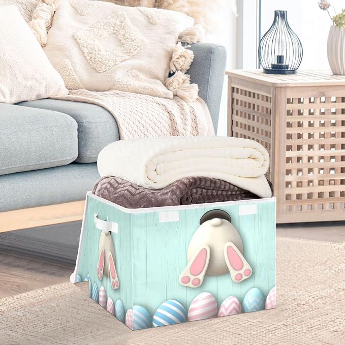 Easter Bunny Storage Bins with Lids and Carrying Handle, Foldable Storage Boxes - Image 5