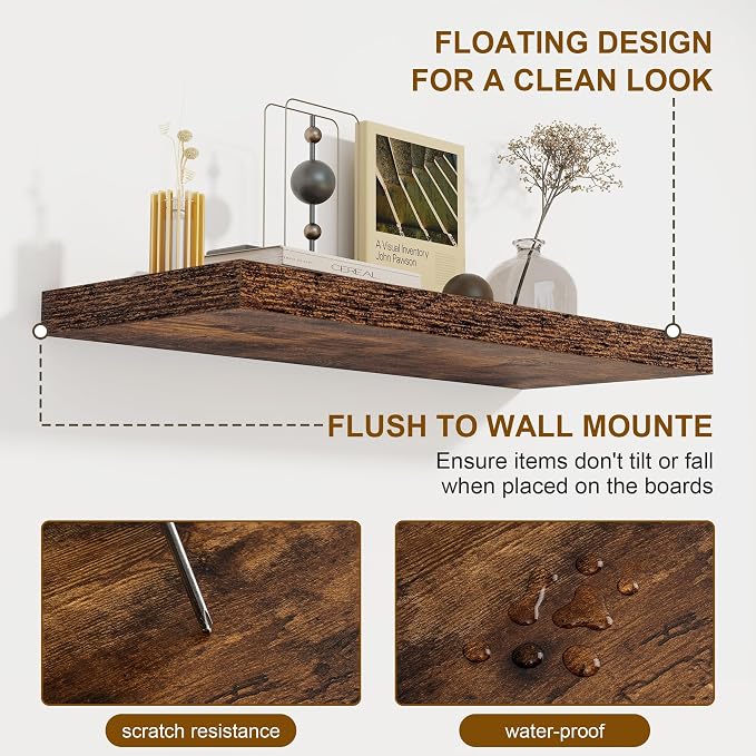 72 Inch Floating Shelves 2 Pack, 8 Inch Deep Floating Shelf Wall Mounted - Image 5