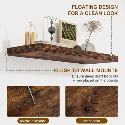 72 Inch Floating Shelves 2 Pack, 8 Inch Deep Floating Shelf Wall Mounted - Image 5