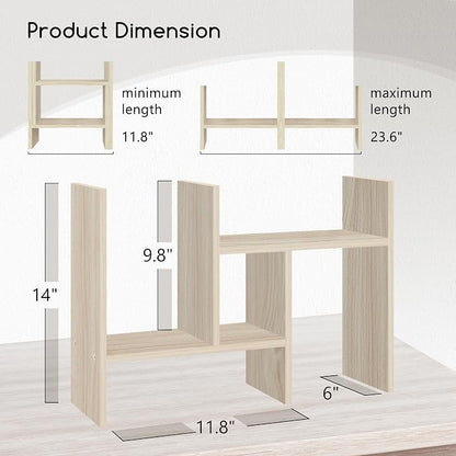 Jerry & Maggie Desktop Organizer Office Storage Rack Adjustable Wood Display - Image 2