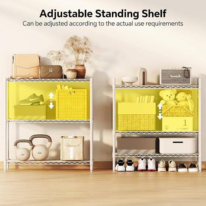 Homeiju 3-Tier Storage Rack, 29.8" Wide Heavy Duty Metal Shelving Unit - Image 4