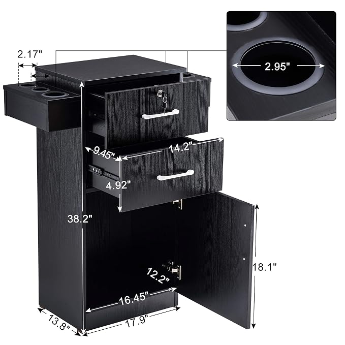 BarberPub 38"x18"x14" Locking Beauty Salon Storage Cabinet, Barber Styling - Image 3