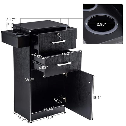 BarberPub 38"x18"x14" Locking Beauty Salon Storage Cabinet, Barber Styling - Image 3