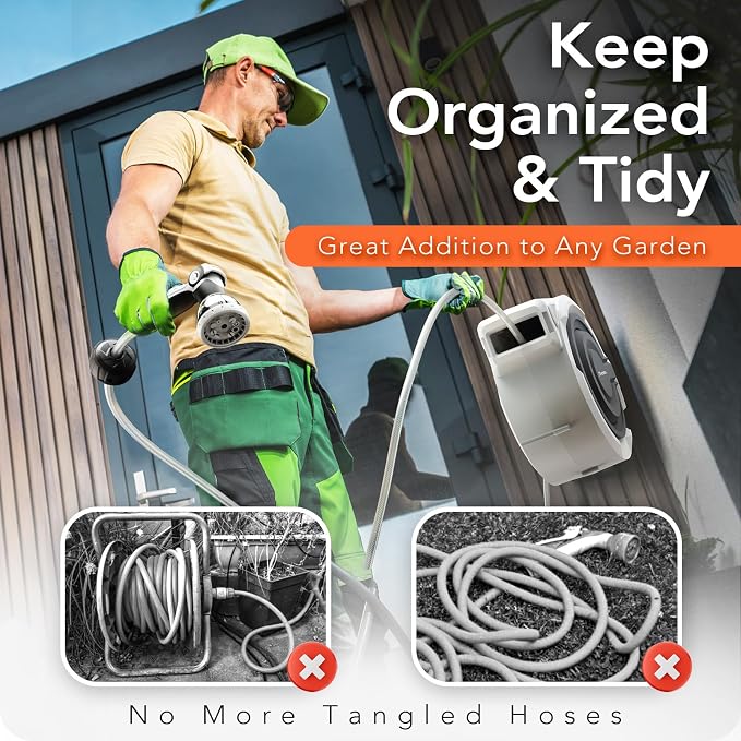 1/2" x 100+6 FT Heavy Duty Retractable Garden Hose Reel by HOZEREEL, Outdoor - Image 9