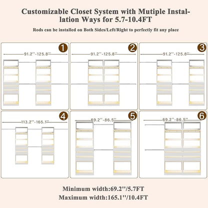 Closet System, 5.7-10.4FT Closet Organizer System - Image 4