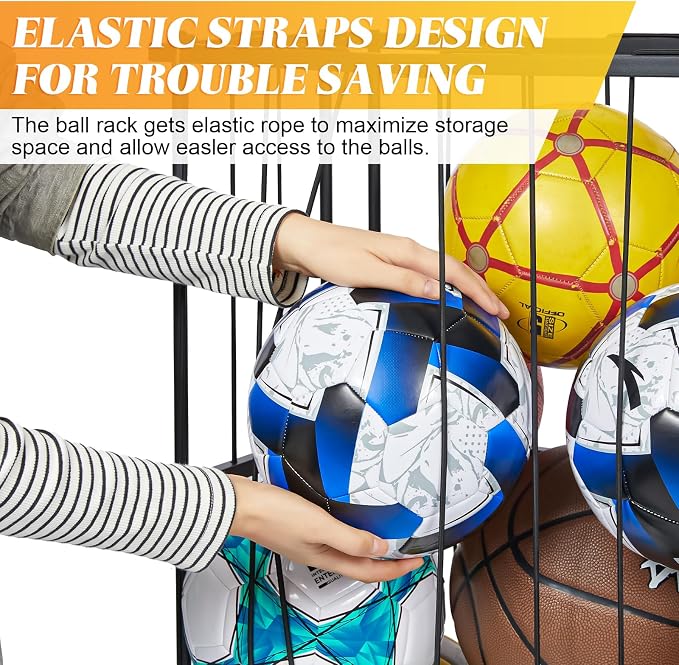 Large Garage Ball Storage, Rolling Floor Sports Equipment Organizer: - Image 2