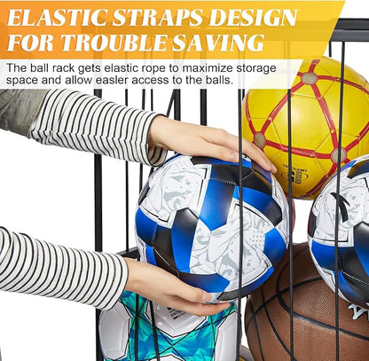 Large Garage Ball Storage, Rolling Floor Sports Equipment Organizer: - Image 2